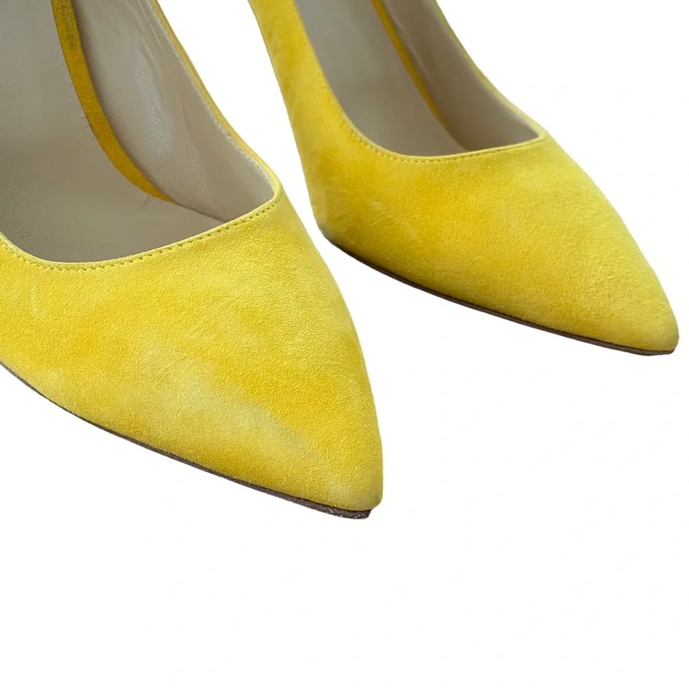 Pollini Made In Italy Yellow Genuine‎ Leather Suede Pumps Size IT 40 US 10